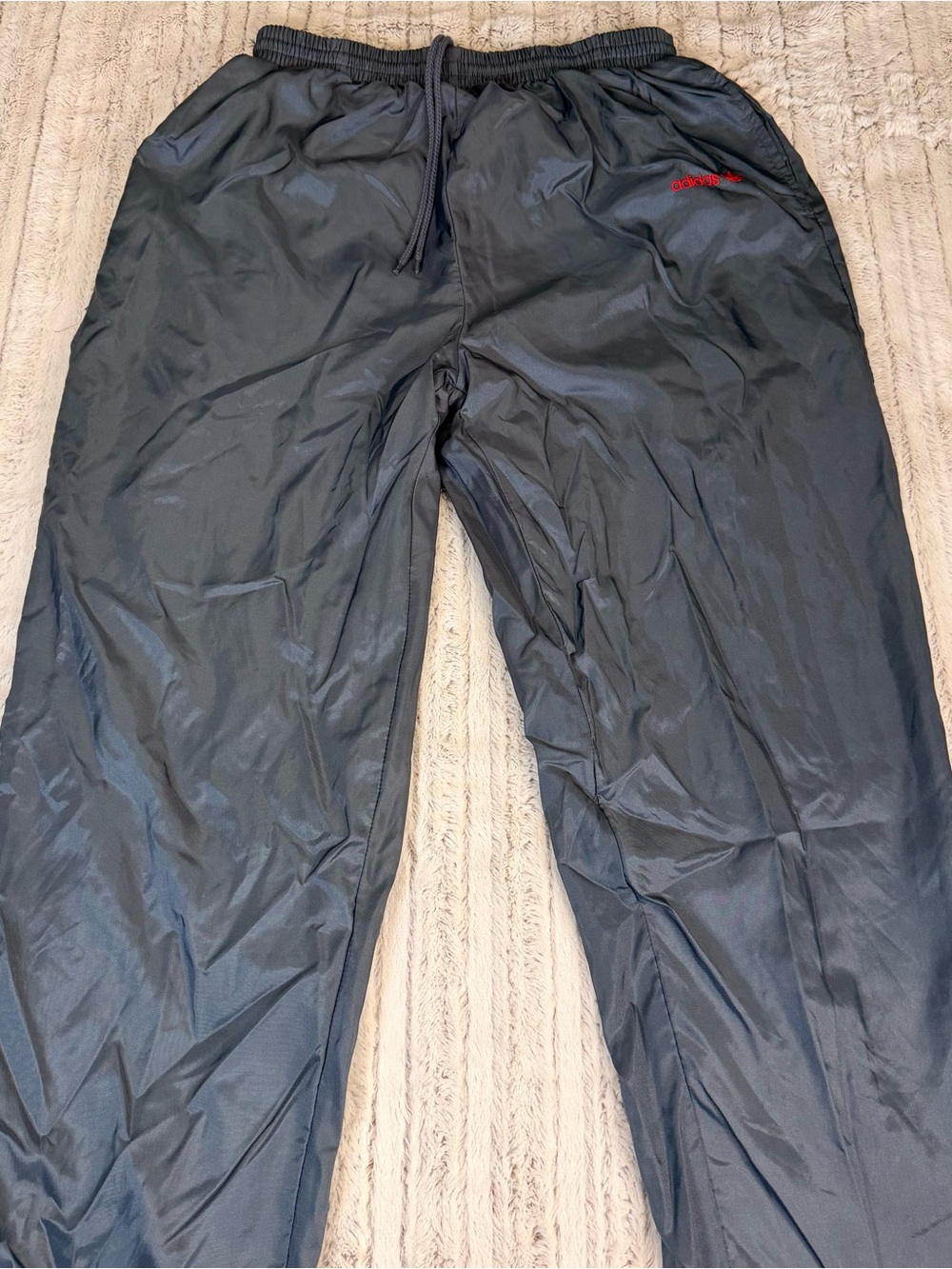 Adidas Originals Gray Nylon Track Pants Red Trefoil Men’s M